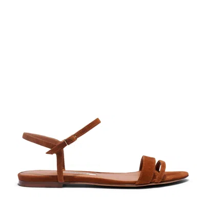 Emme Parsons Simple Flat Sandals In Caramel Suede