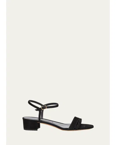 Emme Parsons Simple Metallic Ankle-strap Sandals In Black