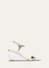 Emme Parsons Suede And Leather Wedge Sandals In Silver Mirror Met
