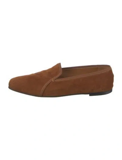 Pre-owned Emme Parsons Suede Grosgrain Trim Loafers In Brown