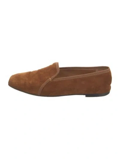 Pre-owned Emme Parsons Suede Grosgrain Trim Loafers In Brown