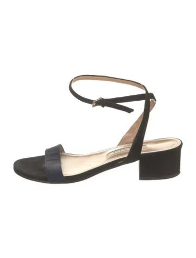 Pre-owned Emme Parsons Suede Grosgrain Trim Sandals In Multi