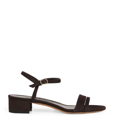 Emme Parsons Suede Simple Block Heel Sandals In Black Suede
