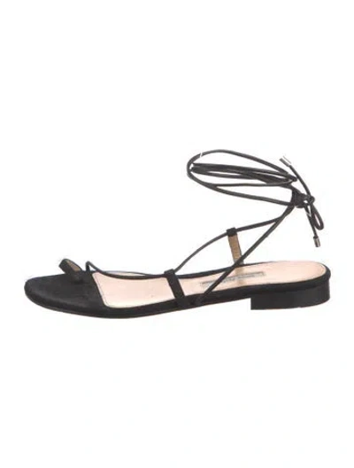 Pre-owned Emme Parsons Suede Slingback Flats In Black