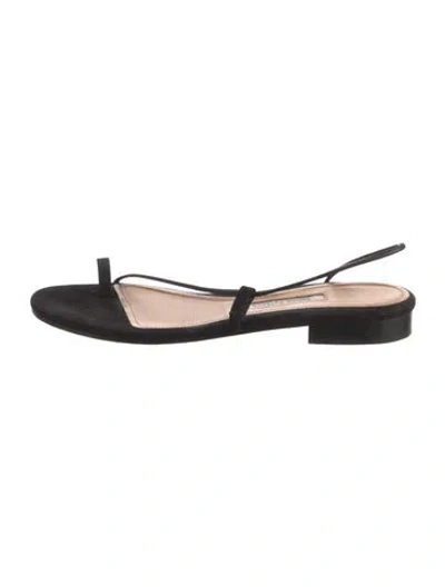 Pre-owned Emme Parsons Suede Slingback Sandals In Black