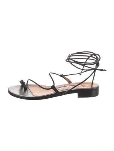 Pre-owned Emme Parsons Susan Leather Flats In Black