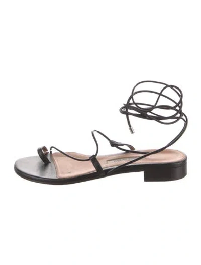 Pre-owned Emme Parsons Susan Leather Flats In Black