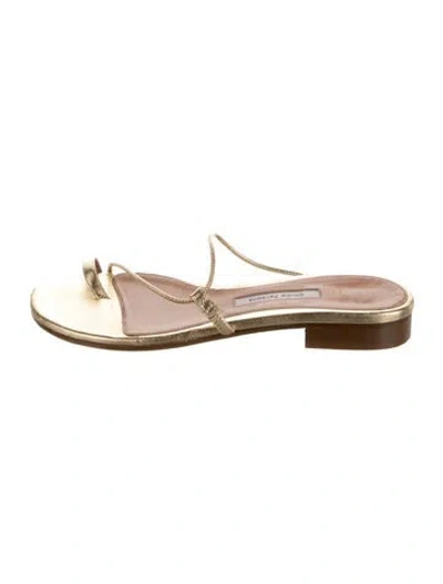Pre-owned Emme Parsons Susan Leather Flats In Gold/metallic