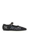 Emme Parsons Tramonto Leather-trimmed Woven Raffia Mary Jane Ballet Flats In Black Woven Raffia