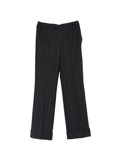 Emme Pinstripe-print Turn-up Trousers In Black