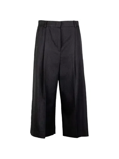 Emme Pleated Wide-leg Cropped Trousers In Black