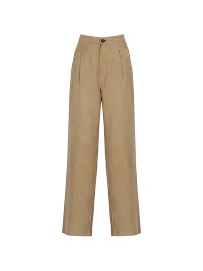 Emme Pleated Wide-leg Trousers In Neutral