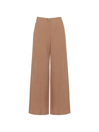 Emme Pressed-pleats Wide-leg Trousers In Brown
