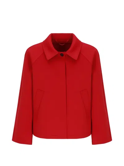 Emme Raglan-sleeved Single-breasted Coat In Red
