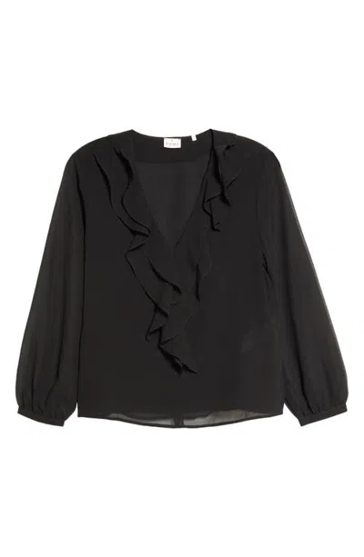 Emme Ruffled Georgette Top In Black