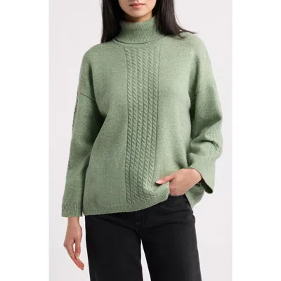 Emme Sequin Cable Knit Sweater In Green