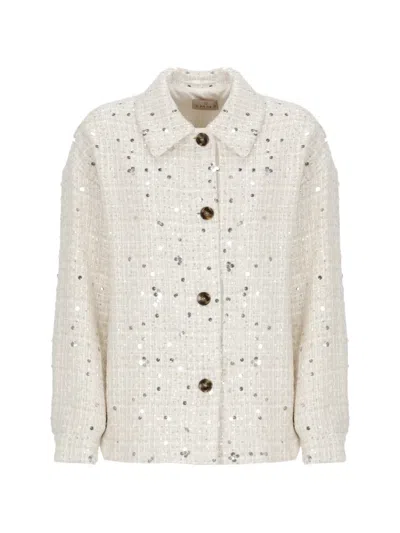 Emme Sequin-embellished Tweed Jacket In White