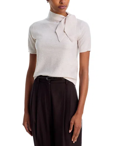 Emme Shimmer Bow Neck Top In Neutral