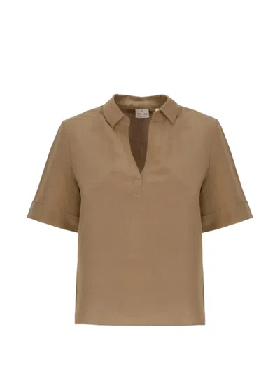 Emme Short-sleeve V-neck Shirt In Brown