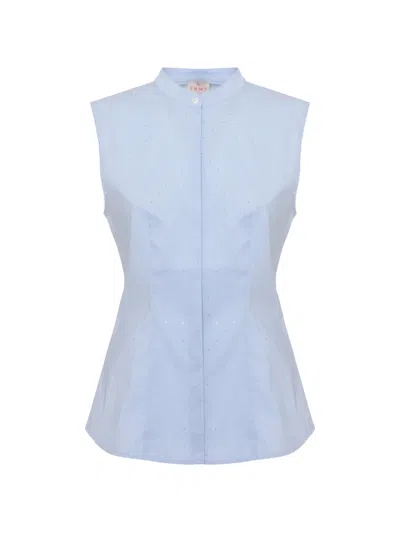 Emme Strass-embellished Sleeveless Shirt In Blue