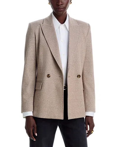 Emme Stretch Boucle Jersey Double Breasted Blazer In Neutral