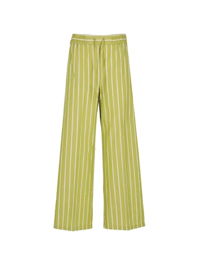 Emme Striped Drawstring-waist Trousers In Green