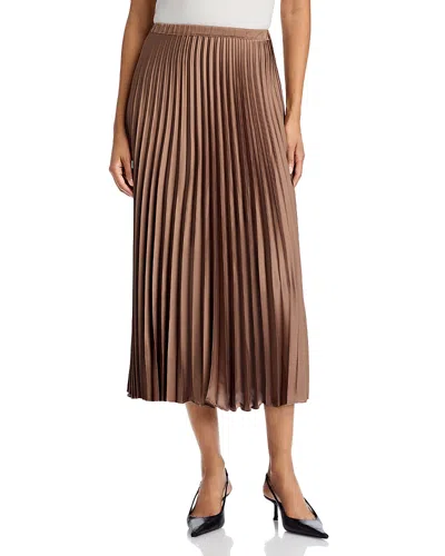 Emme Turtledove Pleated Satin Midi Skirt In Brown
