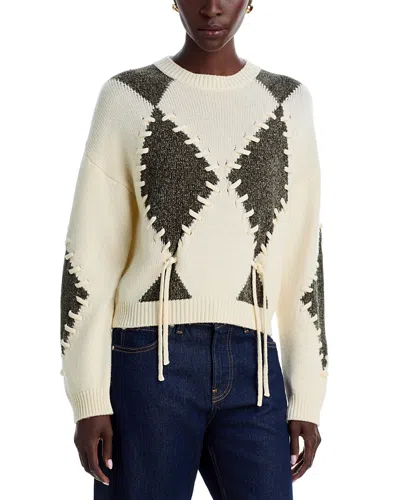 Emme Wool Blend Whipstitched Argyle Sweater In Multi