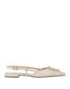 Emmeline Woman Ballet Flats Off White Size 8 Leather In Off White