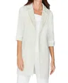 Emmelle Basket Weave Jacquard Long Blazer In Beige In White