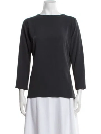 Pre-owned Emmelle Bateau Neckline Three-quarter Sleeve Top In Grey