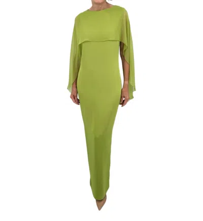 Emmelle Chiffon Caplet Gown In Chartreuse In Green