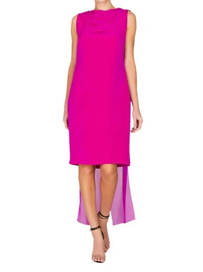 Emmelle Draped Chiffon Scarf Dress In Fuchsia In Pink