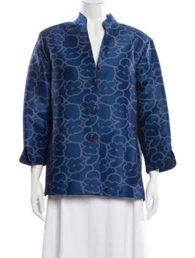 Pre-owned Emmelle Floral Print Evening Jacket In Blue