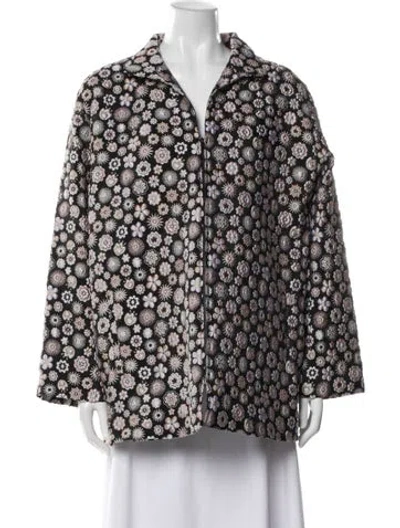 Pre-owned Emmelle Floral Print Faux Fur Jacket In Multi