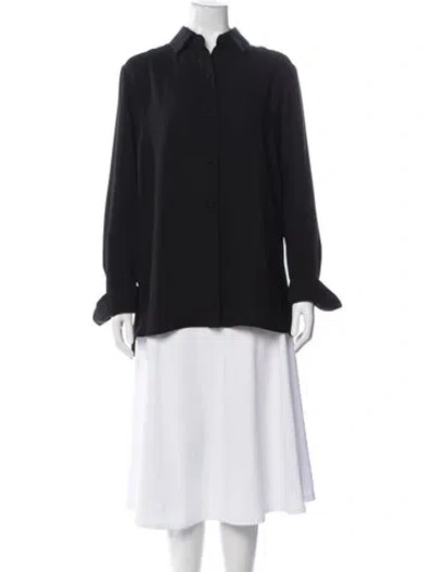 Pre-owned Emmelle Long Sleeve Button-up Top In Black