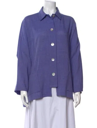 Pre-owned Emmelle Long Sleeve Button-up Top In Purple