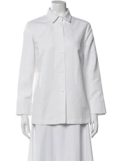 Pre-owned Emmelle Long Sleeve Button-up Top In White