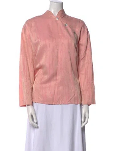 Pre-owned Emmelle Mock Neck Three-quarter Sleeve Blouse In Pink
