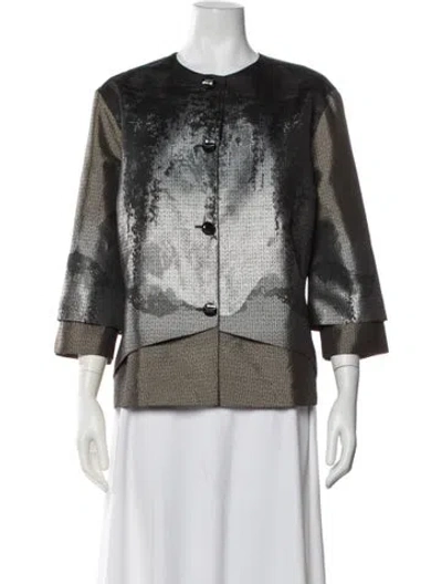 Pre-owned Emmelle Patterned Crew Neck Top In White