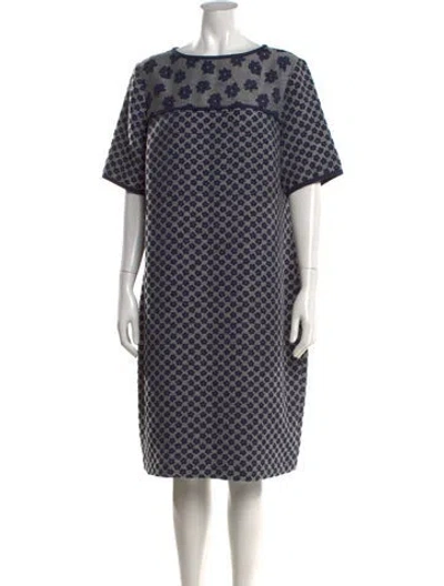 Pre-owned Emmelle Printed Knee-length Dress In Blue