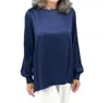 Emmelle Satin Tunic With Silk Cuffs In Marine In Blue