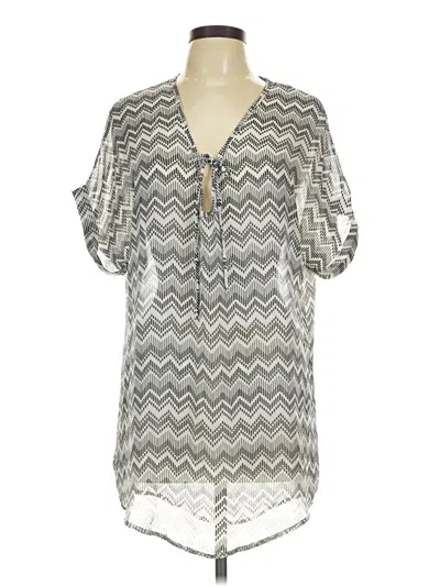 Pre-owned Emmelle Short Sleeve Blouse In Silver