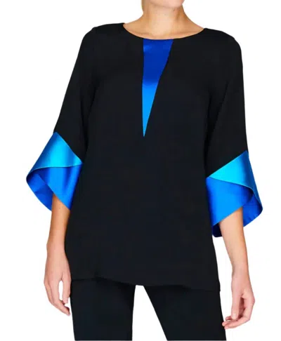 Emmelle Silk Contrast Tunic In Iris/cyan In Multi