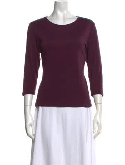 Pre-owned Emmelle Silk Crew Neck Top In Burgundy/purple