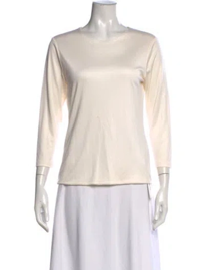 Pre-owned Emmelle Silk Crew Neck Top In Neutral