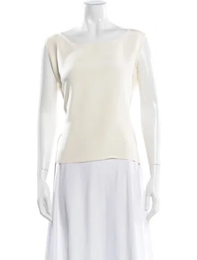 Pre-owned Emmelle Silk Crew Neck Top In White