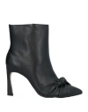 Emmenne By Martina Nanni Woman Ankle Boots Black Size 8 Leather In Black