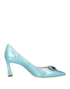 EMMENNE BY MARTINA NANNI EMMENNE BY MARTINA NANNI WOMAN PUMPS TURQUOISE SIZE 8 LEATHER