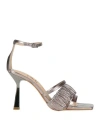 Emmenne By Martina Nanni Woman Sandals Silver Size 8 Leather In Silver